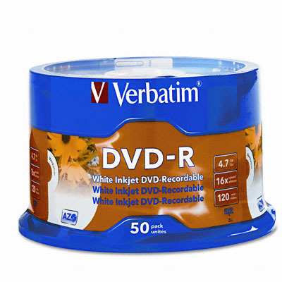 Inkjet Printable DVD-R Discs 4.7GB 16x Spindle